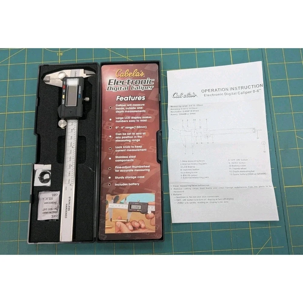 Cabela's Electronic Digital Caliper Instructions Guide Included in Box 8